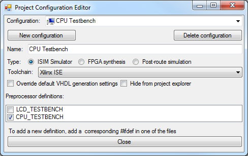 screenshot project configuration editor