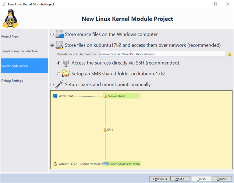 Configuring VisualKernel to access source code directly via SSH ...